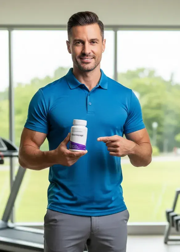 Fit man holding Neurocept