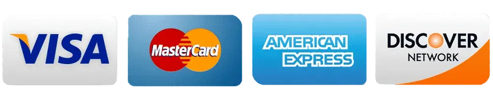 Visa, MasterCard, American Express, Discover logos